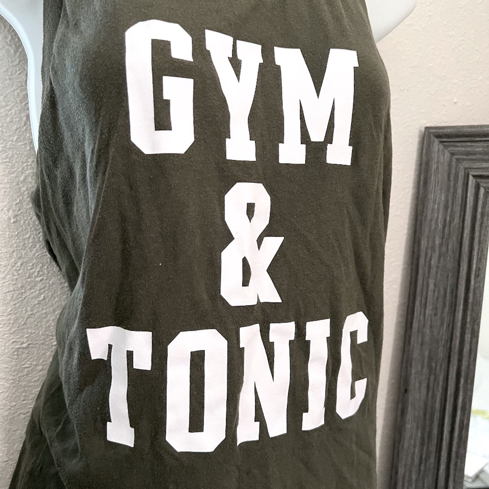 VS PINK Olive Green Gym & Tonic Racerback Tank Top Small